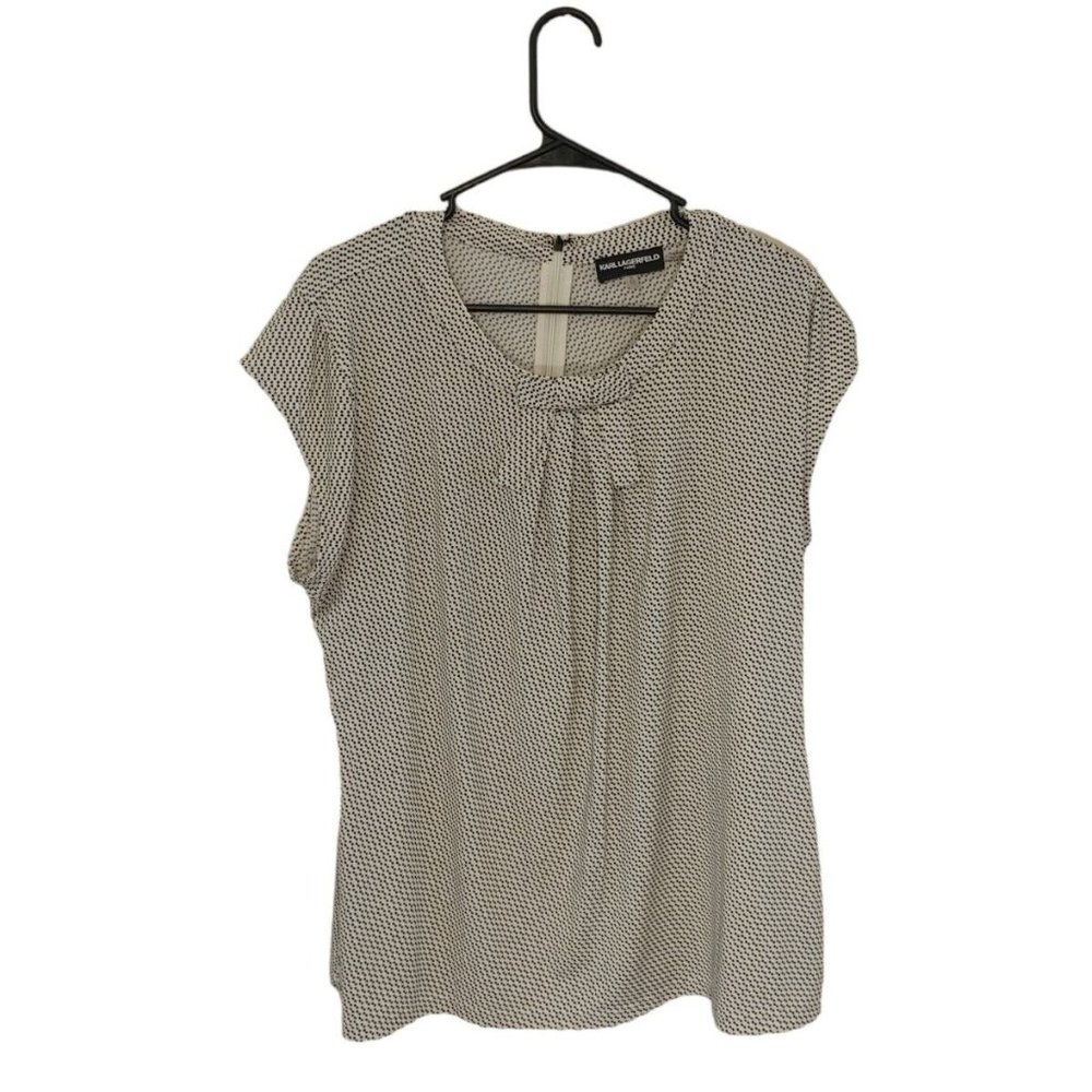 KARL LAGERFELD PARIS Valan Bow Detail Crew Neck Knit Top Womens XL